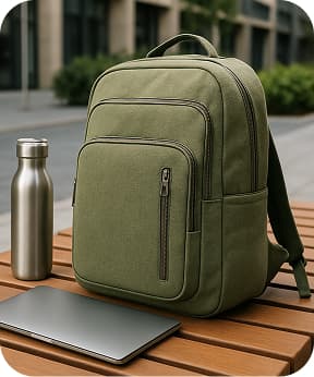 A modern eco-friendly city backpack made from hemp